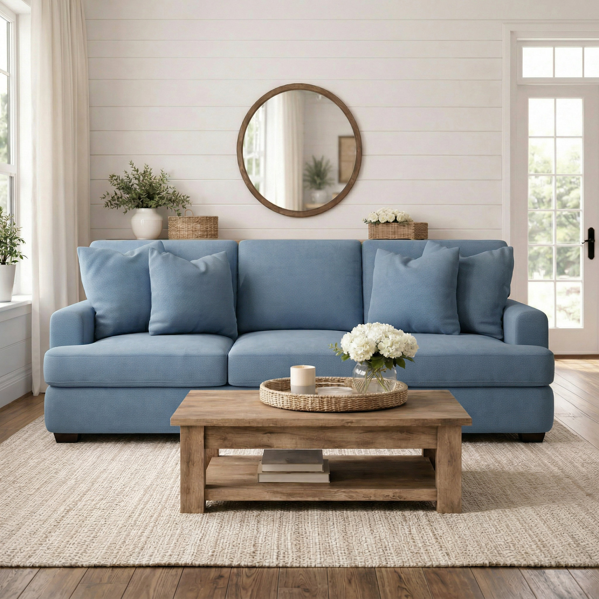 Emilio 90'' Upholstered Sofa, Bella Ocean Performance Velvet