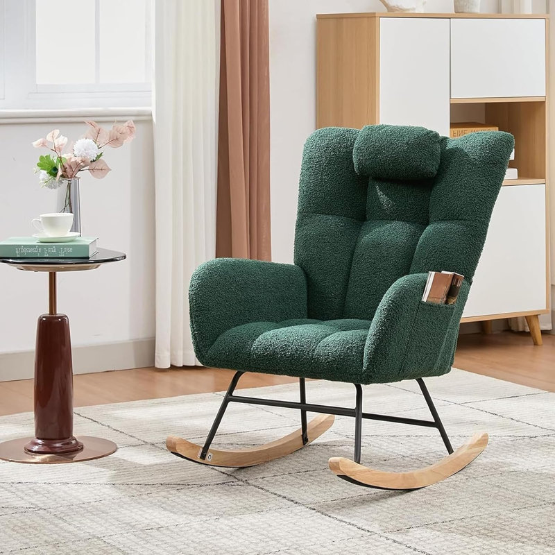 Chaise berçante rembourrée Teddy, Dark Green