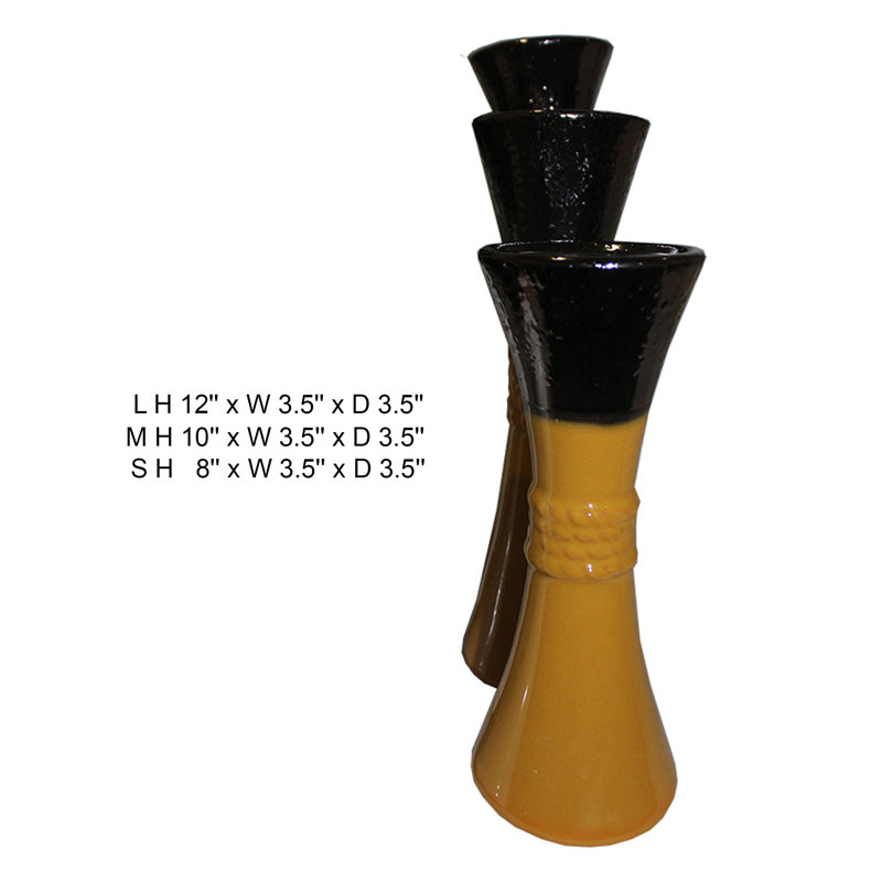 Bouck 12'' H Ceramic Tabletop Candlestick, Yellow