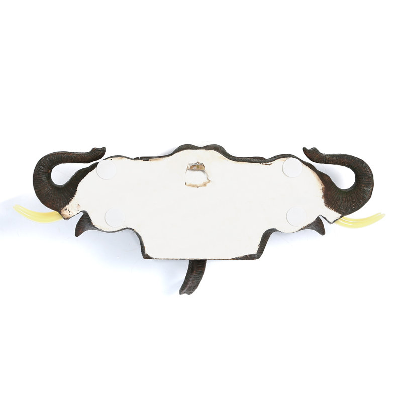 Hand-Painted Resin Elephant Trio Wall Sculpture