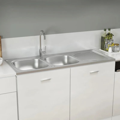 Trejo Kitchen Sink with Double Sinks Silver 1200x500x155 mm Stainless Steel