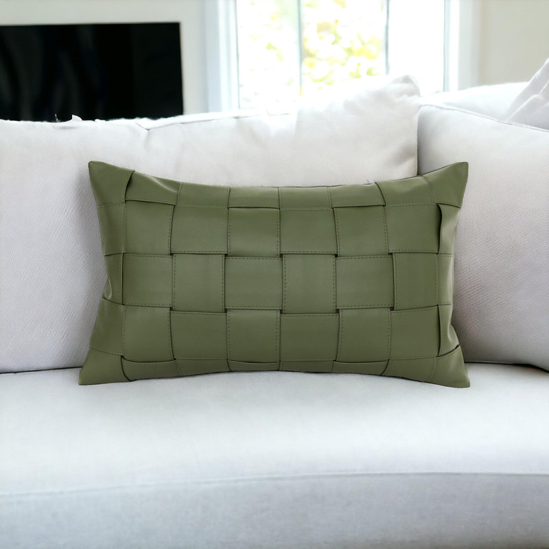 Housse de coussin en similicuir écossais, H 12 po x l 20 po, Rectangulaire