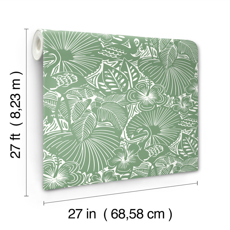 Papier peint floral Idalia, Vert