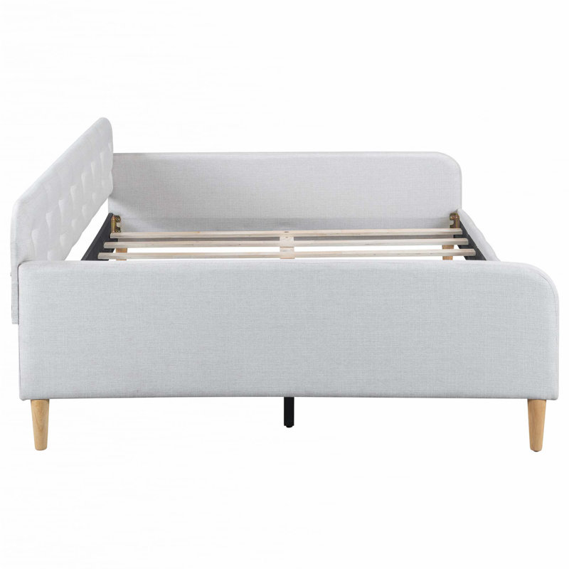 Lit de jour rembourré avec 4 pieds de soutien, Complet/Double, Beige