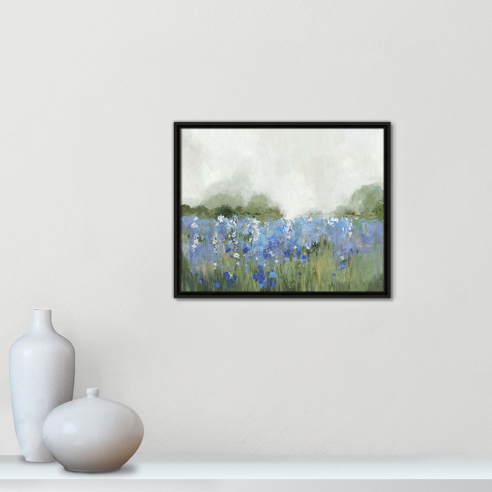 Casa Fine Arts "Meadows Bluebells Field" Print, Espresso Framed, 17.5" H x 21.5" W x 2" D