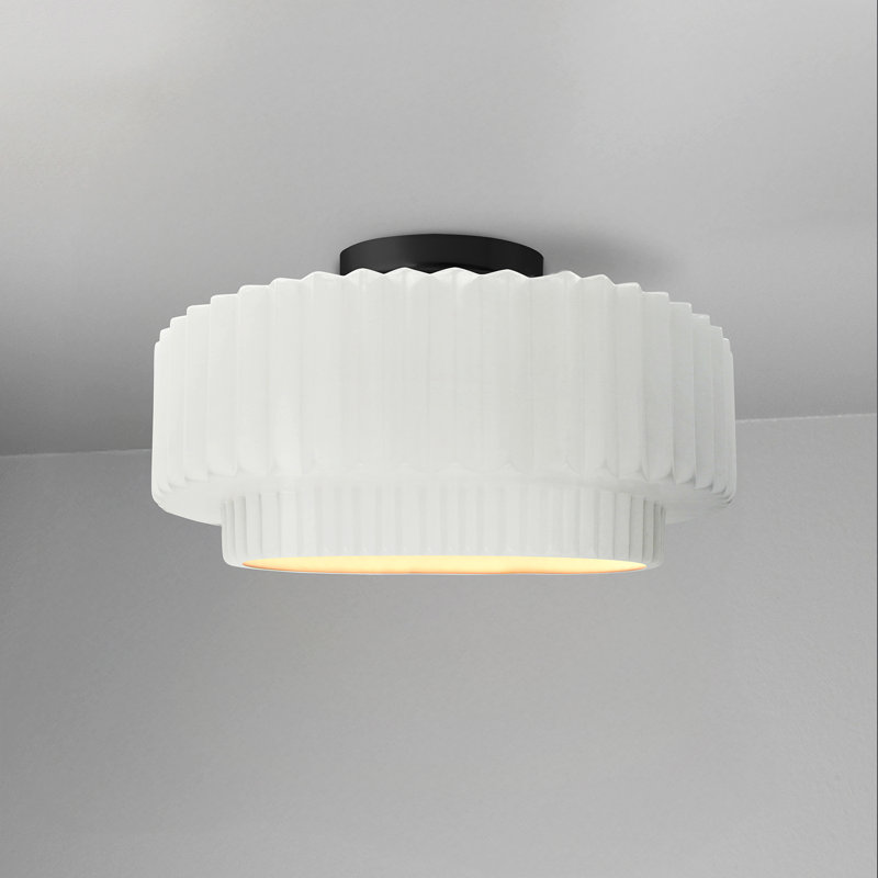 Plafonnier semi-encastré en céramique Radiance, Blanc mat, Noir mat, H 7 po x l 12 po x P 12 po