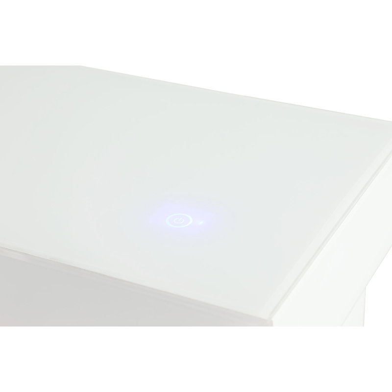 Foyer électrique blanc et contrôle de la température ambiante à 3 niveaux de luminosité.