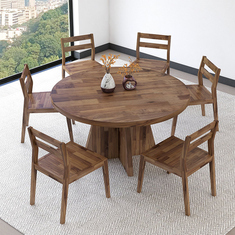 Ensemble de table de salle à manger en bois massif de style américain, 9