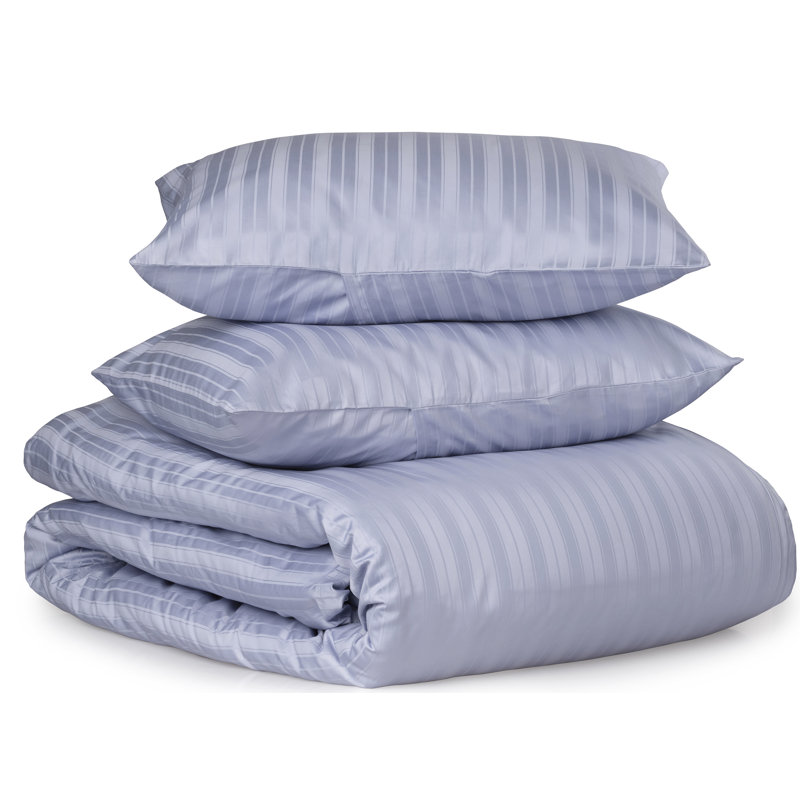 Ensemble de housse de couette en coton Egan, Housse de couette double / grand et 2 taies décor, Bleuet des champs