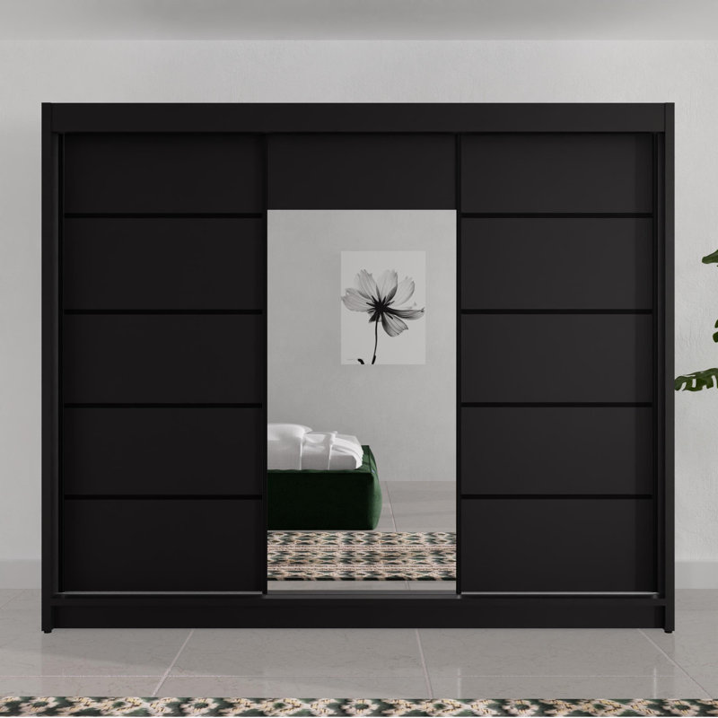 Dalyla 3 Door Sliding Wardrobe, Black