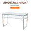 Table de camping pliante de 47 po avec hauteur réglable, table portable légère avec poignée de transport, table de camping pliante pour l'extérieur
