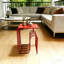 Table de bout carrée moderne, table d'appoint en acier rouge, table d'appoint de salon.-588514681