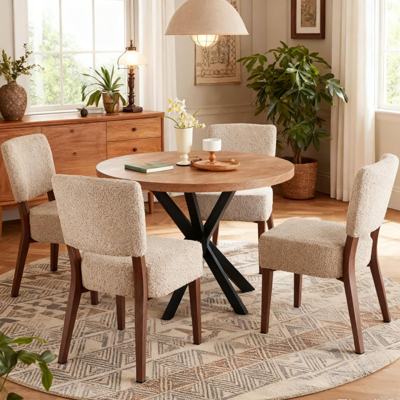 Danette 5 - Piece Dining Set, Brown, 5 Pieces: Table, 4 Chairs