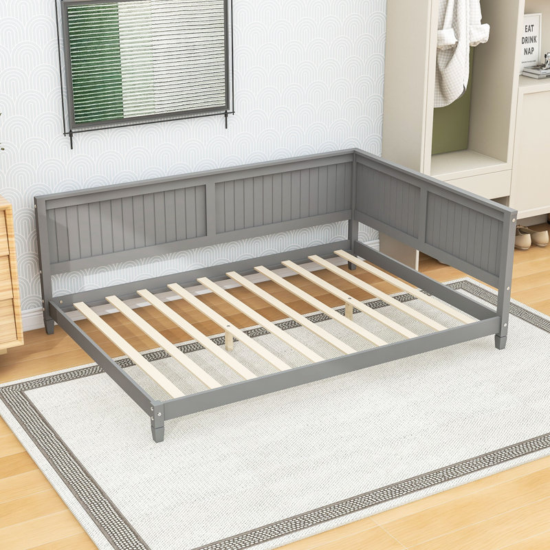 Modern Full Size Daybed with Elegant Armrest and Backrest, Grey