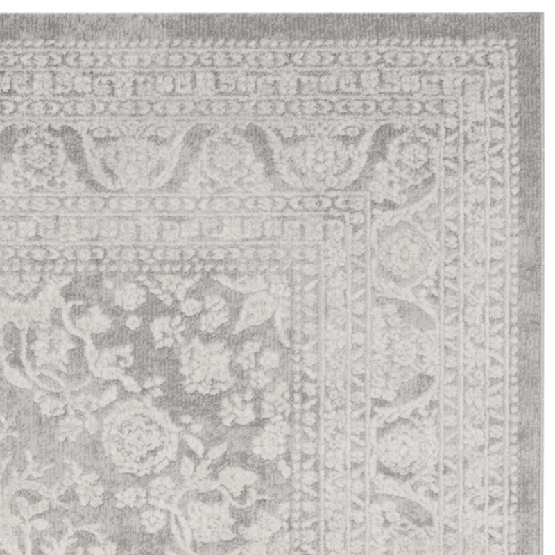 Calidia Power Loom Light Gray/Cream Rug, Square 3'