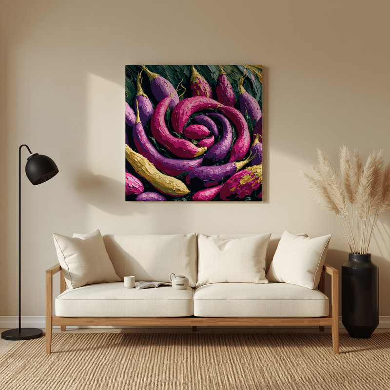 Légumes, art mural mauve en métal Oca, H 12 po x l 12 po