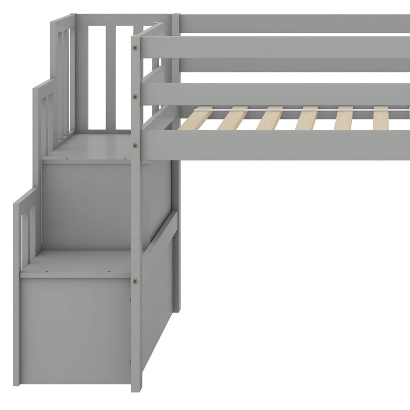 Lit mezzanine simple avec escalier, gris