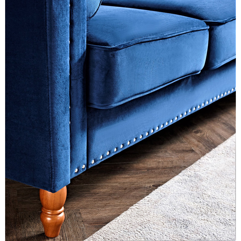 Kittleson 83'' Velvet Sofa, Blue