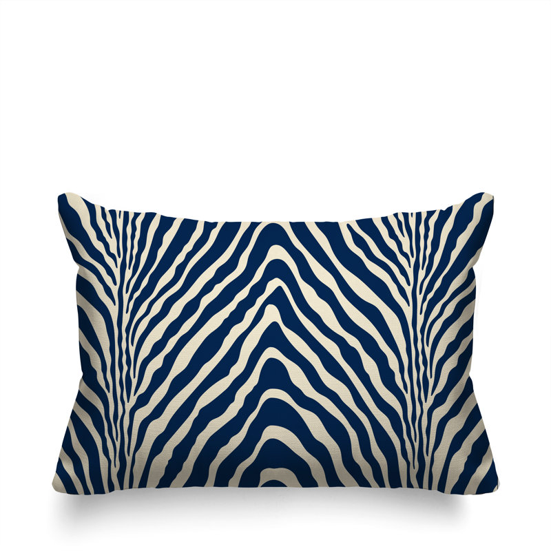 Oreiller rectangulaire réversible intérieur / extérieur Gilda, Rectangle H 14 po x l 20 po, Bleu