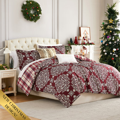 Christmas Carol 5-Piece Oversized Reversible lightweight Comforter Holiday Bedding Set