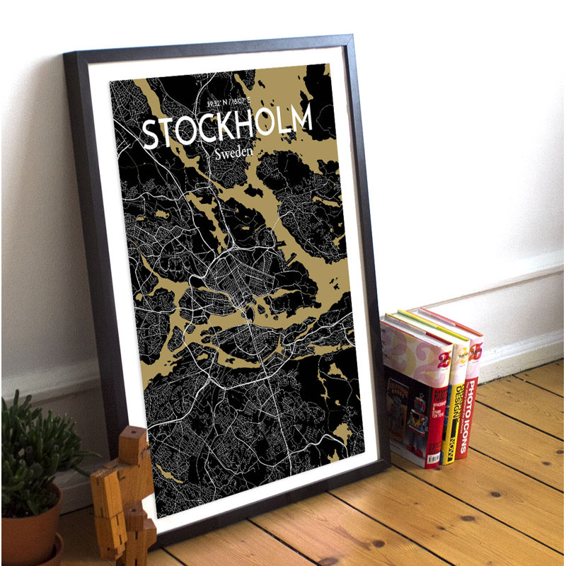 Stockholm City Map - No Frame Print, 43cm H x 28cm W x 0.13cm D