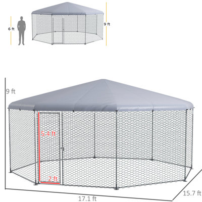 Metal Chicken Coop Run, Waterproof Cover, Spacious For Ducks Rabbits, Outdoor Yard Farm Cage, 17' X 15.7' 9 Large , & Waterproof, Chicken, Ducks, Cage
