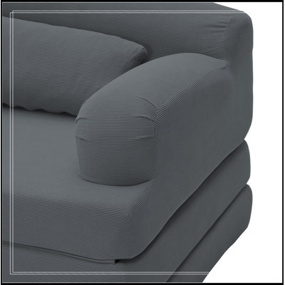 Canapé pliable à deux places en velours côtelé avec coussin moelleux