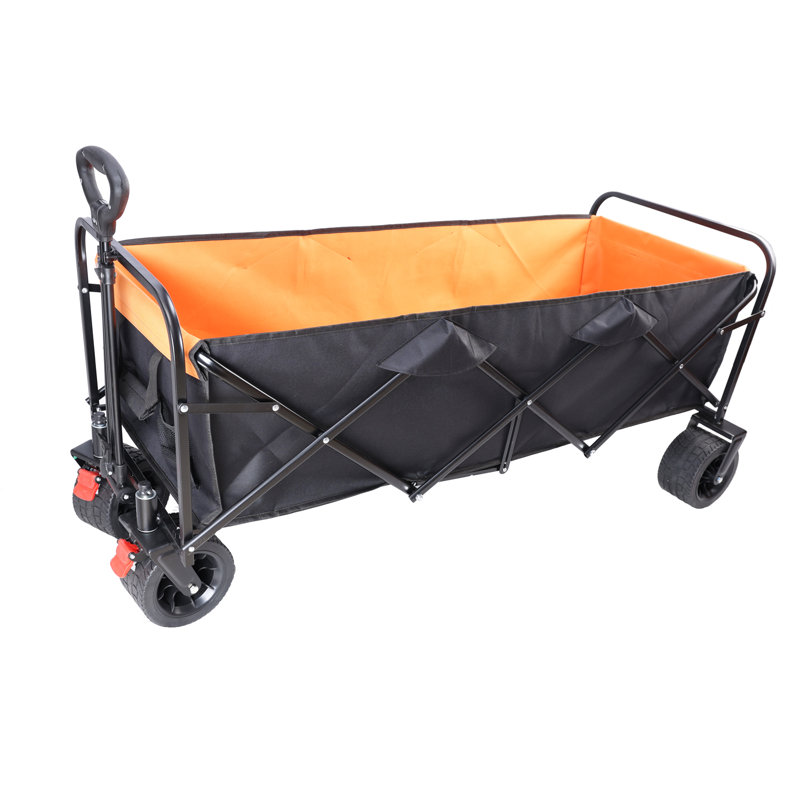 Chariot pliant de grande capacité avec chariot extensible et grande capacité (noir + orange)
