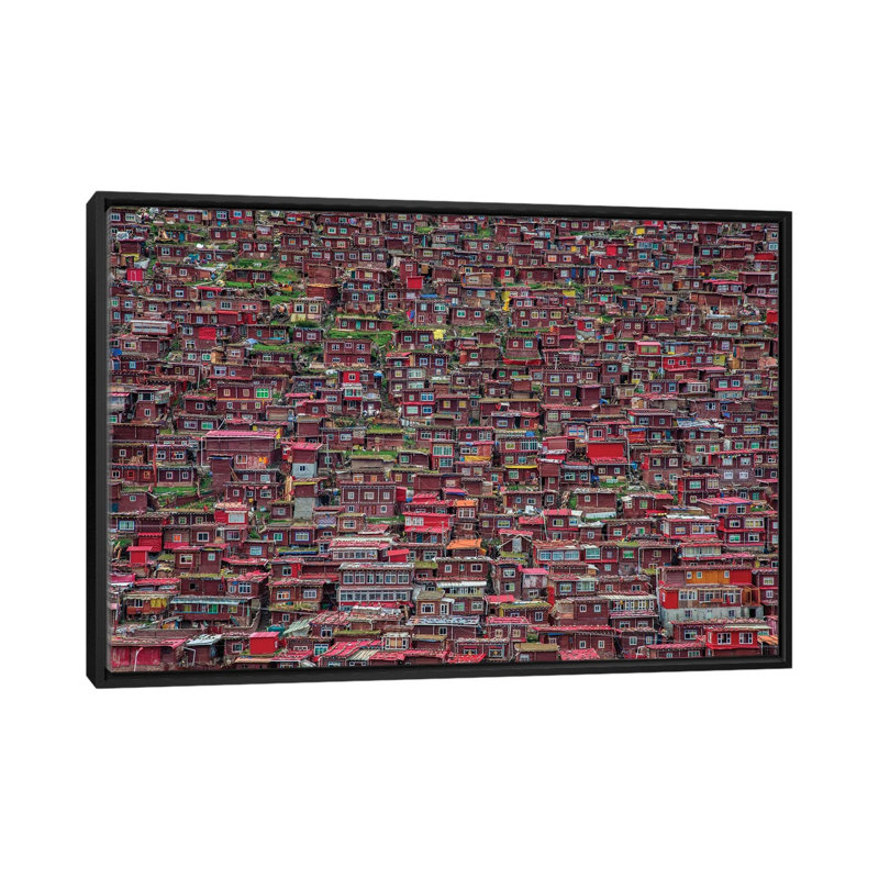 Larung Gar by Tianyu - Floater Frame Print on Canvas, 101.6 cm H x 66.04 cm W, Black Framed
