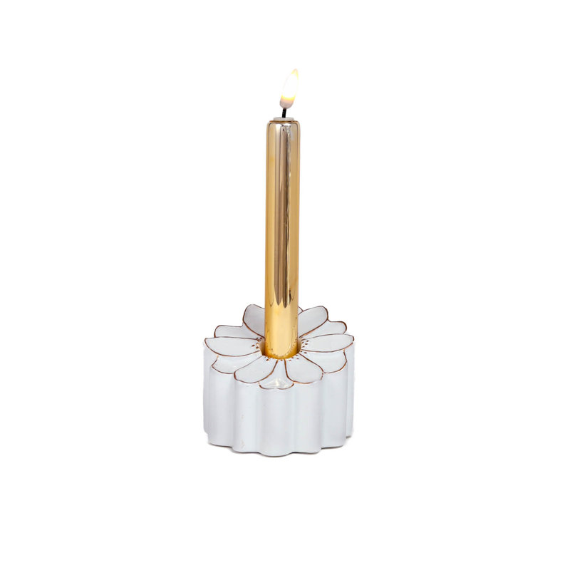 Bougie dorée illuminée, H 8,75 po x l 3,5 po x P 3,5 po