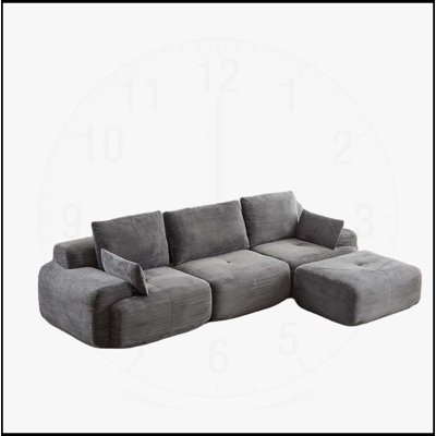 Modern Memory Foam Compressed Sofa, Pet-Friendly Cloud Modular Sectional, No Assembly, Corduroy Fabric, Extra Deep Loveseat