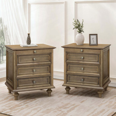 Farmhouse Nightstands 4 Drawers Hidden Pull-Out Shelf
