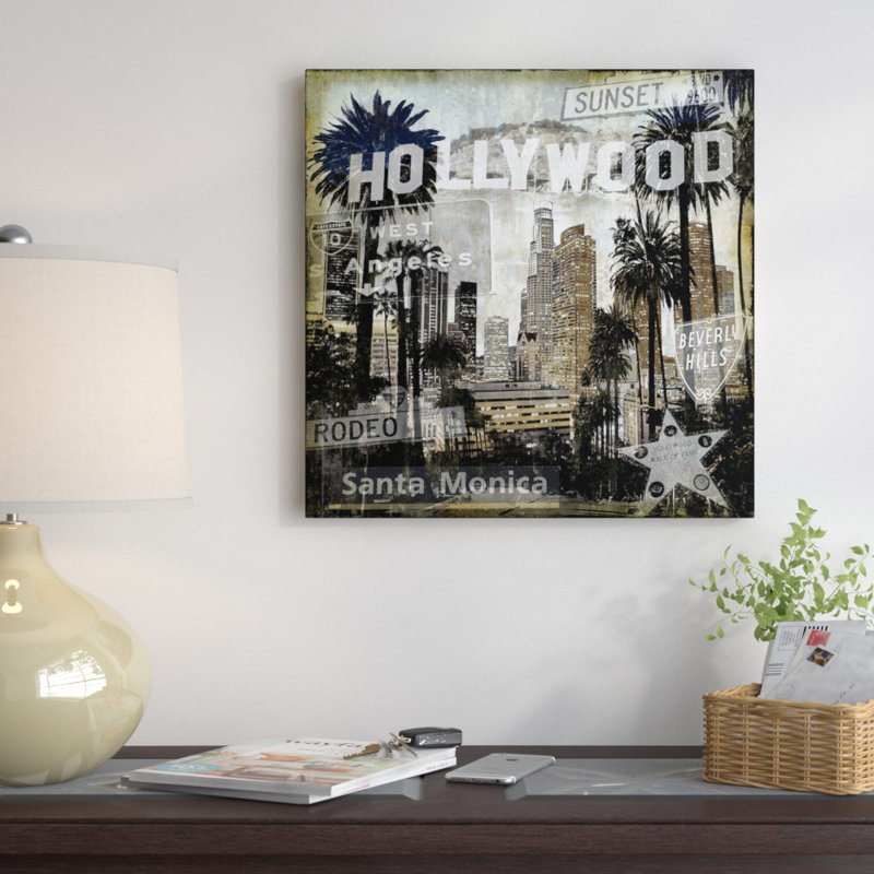 « landmarks l.a. », impression sur toile, H 18 po x l 18 po x P 1,5 po, Toile tendue, Pas de tapis