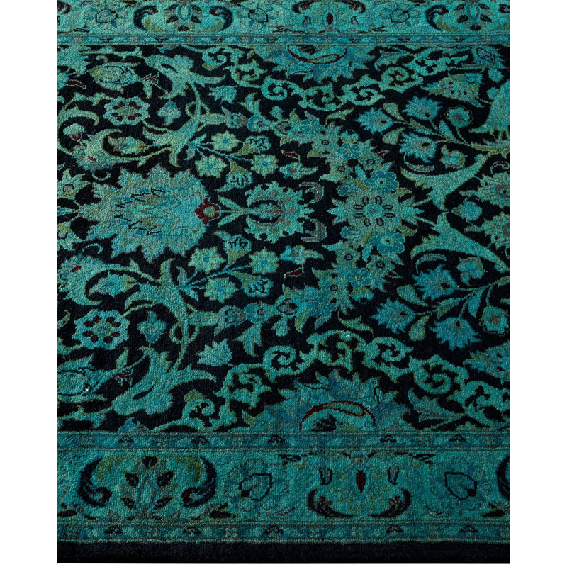 Tapis bleu noué à la main de conception unique Chimel