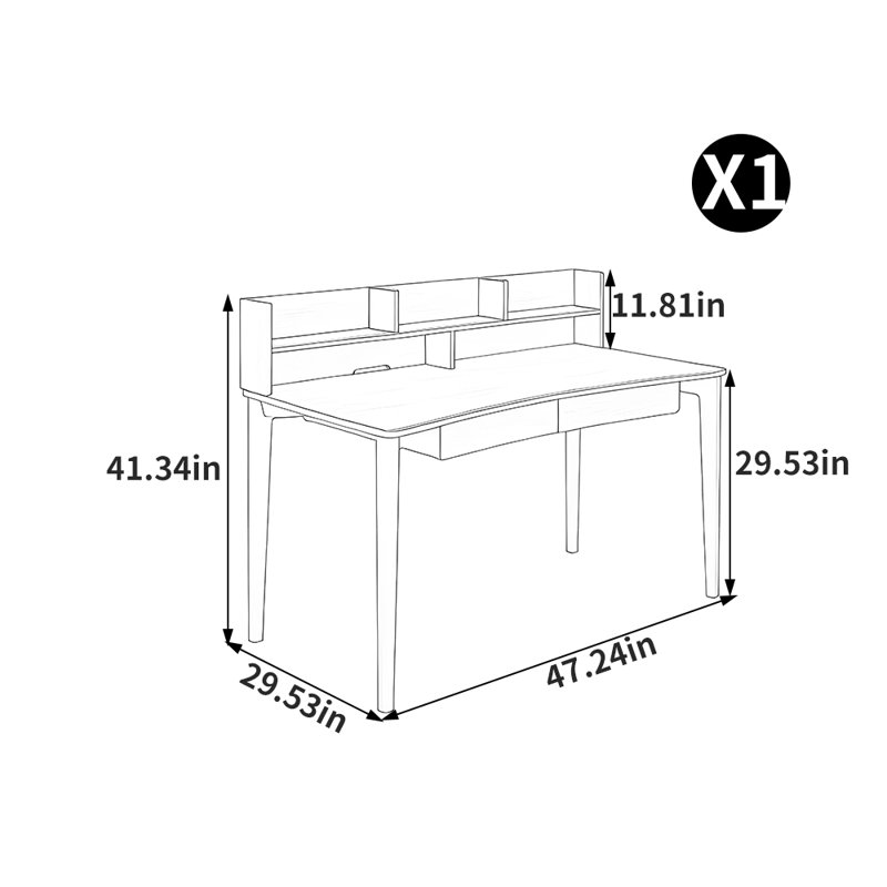 Bureau minimaliste de style américain, H 41,34 po x l 47,24 po x P 29,53 po