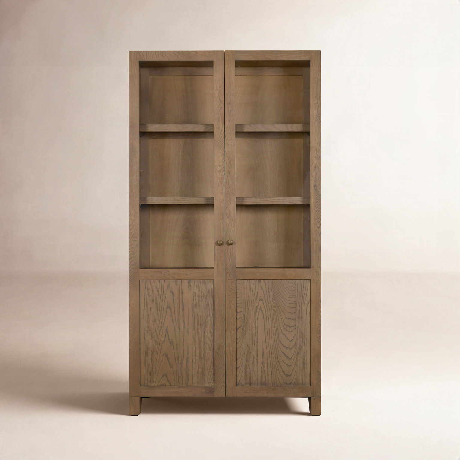 Mango Glass Accent Cabinet, Medium Brown