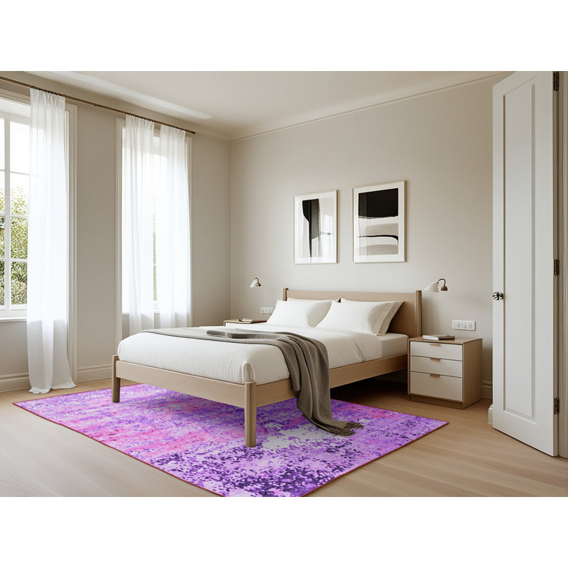 Washable Abstract Indoor Rug, Rectangle 5' x 7'
