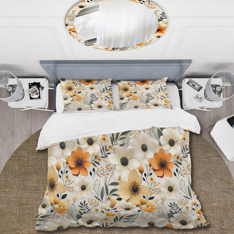 Ensemble de housse de couette Earthy Tones Poppies Flowers - Floral, Housse de couette pour grand lit et 2 taies décor