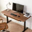 Bureau rectangulaire en noyer massif avec 2 tiroirs-1281001714