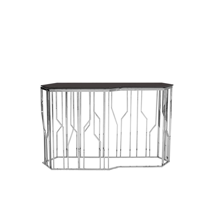 Console en verre Luciana , H 31,5 po x l 55 po x P 17 po, Argent