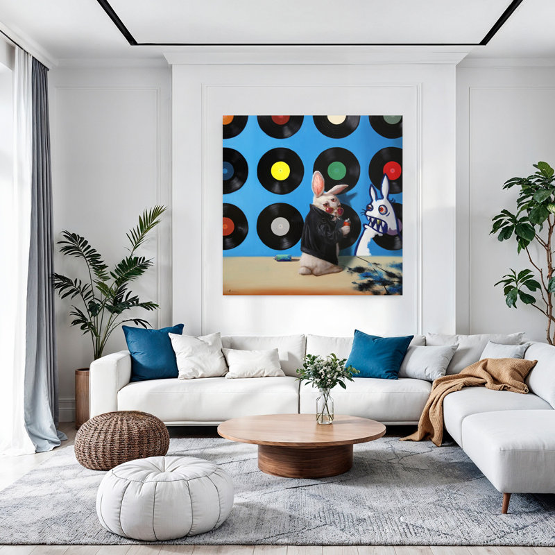 Art contemporain de lapin Bad Forest, H 48 po x l 48 po
