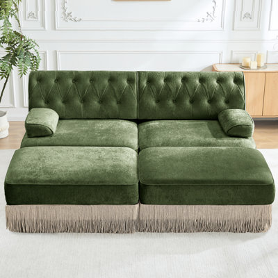 2 With Style, Tassel Skirt, Breathable Comfort Velvet Fabric, 2 , Slightly Curved Square , Modular Sectional For Living Room, Easy To Assemble - Seat Fleece Fabric And Room Use