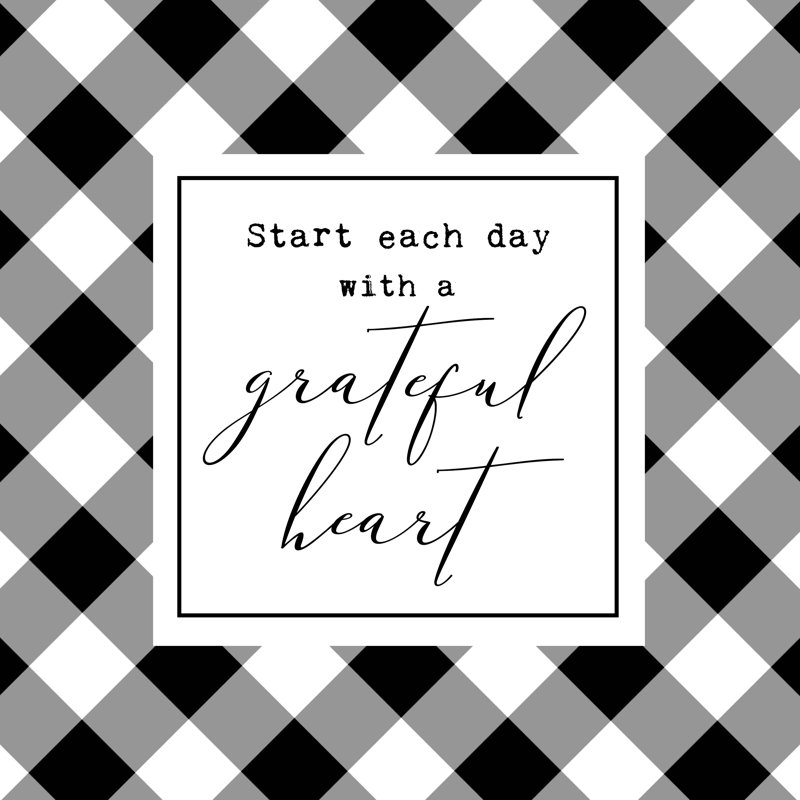 Start Each Day Grateful Heart Buffalo Check Black - Wrapped Canvas Print, 91cm H x 91cm W x 3.8cm D