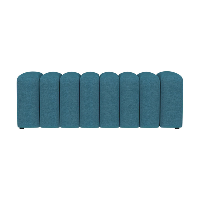 Banc rembourré en tissu capitonné bleu paon, Bleu paon