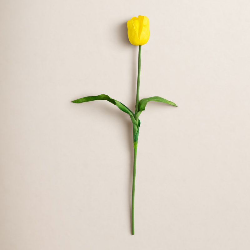 25 po Tiges de tulipes artificielles, ensemble de 3, Jaune