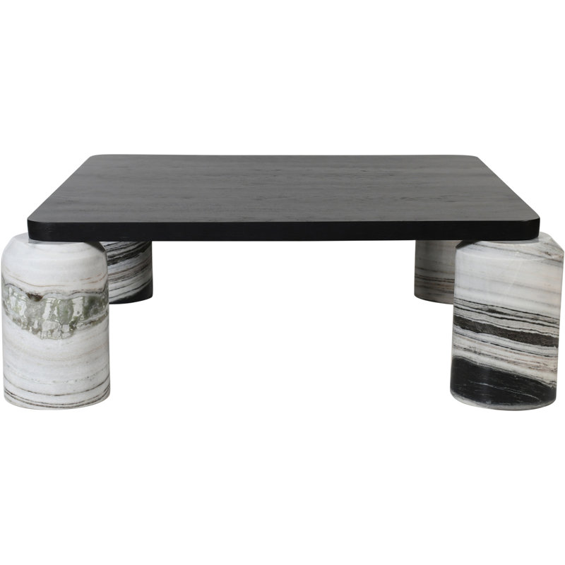 Table basse Ferrara, Noir, Noir / marbre blanc