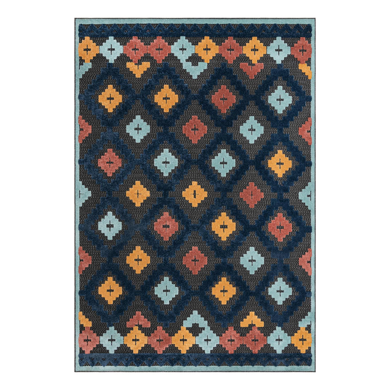 Haynie Indoor/Outdoor Rug Charcoal, Rectangle 6' x 9'