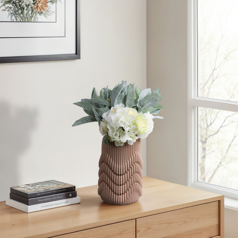 Orren Ellis Lizarraga 3D Printed Porcelain Vase, 12" H x 8" W x 8" D