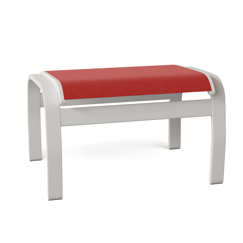 Repose-pieds d'extérieur avec coussin Askar, Rouge 1D Sunbrella, Neige texturée
