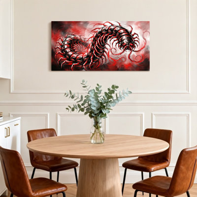 Animals Red And Black Centipede With Fiery Background